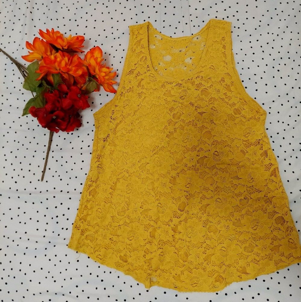 Women's Lace Tank Top | Yellow